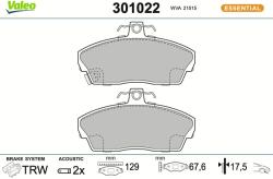 VALEO Sada brzdových platničiek kotúčovej brzdy VALEO 301022 (301022)