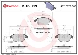 BREMBO Sada brzdových platničiek kotúčovej brzdy BREMBO P 85 113X (P 85 113X)