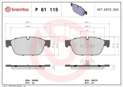 BREMBO Sada brzdových platničiek kotúčovej brzdy BREMBO P 61 115 (P 61 115)