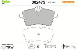 VALEO Sada brzdových platničiek kotúčovej brzdy VALEO 302475 (302475)