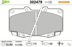 VALEO Sada brzdových platničiek kotúčovej brzdy VALEO 302479 (302479)