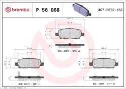 BREMBO Sada brzdových platničiek kotúčovej brzdy BREMBO P 56 068 (P 56 068)