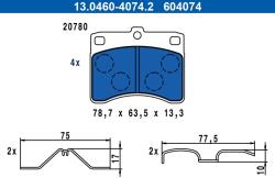 ATE Sada brzdových platničiek kotúčovej brzdy ATE 13.0460-4074.2 (13.0460-4074.2)