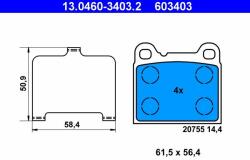 ATE Sada brzdových platničiek kotúčovej brzdy ATE 13.0460-3403.2 (13.0460-3403.2)