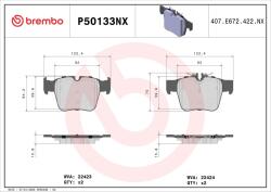 BREMBO Sada brzdových platničiek kotúčovej brzdy BREMBO P50133NX (P50133NX)