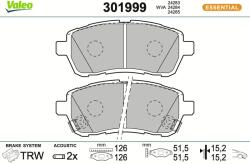VALEO Sada brzdových platničiek kotúčovej brzdy VALEO 301999 (301999)