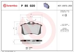 BREMBO Sada brzdových platničiek kotúčovej brzdy BREMBO P 85 020X (P 85 020X)