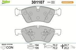 VALEO Sada brzdových platničiek kotúčovej brzdy VALEO 301107 (301107)