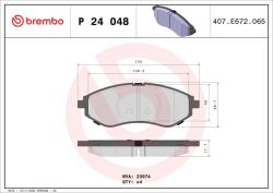 BREMBO Sada brzdových platničiek kotúčovej brzdy BREMBO P 24 048 (P 24 048)
