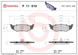 BREMBO Sada brzdových platničiek kotúčovej brzdy BREMBO P 11 010 (P 11 010)