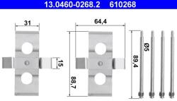 ATE Súprava príslušenstva, obloženie kotúčovej brzdy ATE 13.0460-0268.2 (13.0460-0268.2)