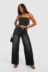 Boohoo fekete csíkos felső B18 pjj XL