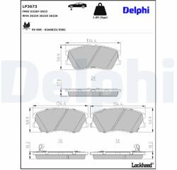 DELPHI Sada brzdových platničiek kotúčovej brzdy DELPHI LP3673 (LP3673)