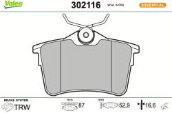 VALEO Sada brzdových platničiek kotúčovej brzdy VALEO 302116 (302116)
