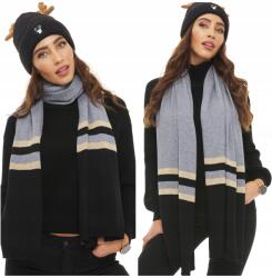 DEMUR Női Téli Sál sima kötött fekete szürke