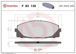BREMBO Sada brzdových platničiek kotúčovej brzdy BREMBO P 83 139 (P 83 139)