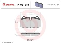 BREMBO Sada brzdových platničiek kotúčovej brzdy BREMBO P 06 018 (P 06 018)