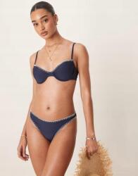  Stradivarius sötétkék bikinialsó kontrasztos B03 fyz S