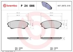 BREMBO Sada brzdových platničiek kotúčovej brzdy BREMBO P 24 086 (P 24 086)