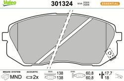 VALEO Sada brzdových platničiek kotúčovej brzdy VALEO 301324 (301324)