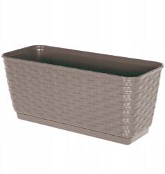 Botle Mokka Rattan virágláda erkélyre, teraszra, ablakpárkányra, 30 cm-es, alátéttel (5903766913742)