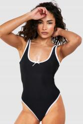Boohoo fekete egyrészes fürdőruha kontraszt B16 cpp S