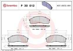 BREMBO Sada brzdových platničiek kotúčovej brzdy BREMBO P 30 012 (P 30 012)