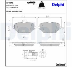 DELPHI Sada brzdových platničiek kotúčovej brzdy DELPHI LP3572 (LP3572)