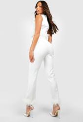 Boohoo Fehér Szivarnadrág Magas Szárú Toll B18 dic S