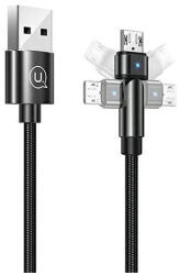 USAMS U60 2A mikroUSB fonott forgatható kábel 1m SJ478USB01 (US-SJ478) fekete (SJ478USB01)