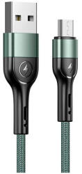 USAMS Fonott kábel U55, 2A, micro USB, 1 db, U55 készülékhez, 1m, SJ450USBSG02 (US-SJ450), zöld (SJ450USBSG02)