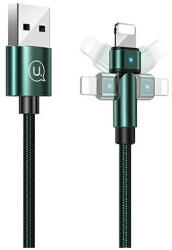 USAMS fonott forgatható kábel U60 2A Lightning 1m zöld SJ476USB02 (US-SJ476) (SJ476USB02)
