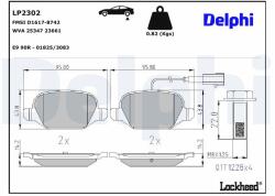 DELPHI Sada brzdových platničiek kotúčovej brzdy DELPHI LP2302 (LP2302)