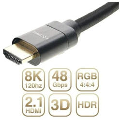  HDMI kábel - HDMI 2.1 48Gbps 3m 8K, fekete (314057)
