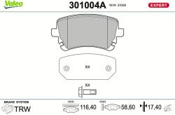 VALEO Sada brzdových platničiek kotúčovej brzdy VALEO 301004A (301004A)