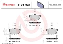 BREMBO Sada brzdových platničiek kotúčovej brzdy BREMBO P 30 003 (P 30 003)