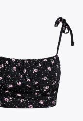 Missguided Fekete Crop Top Bralett Megkötős Vállpánt Virág Mintás NI2 wdx XL