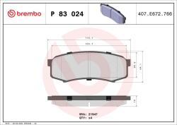 BREMBO Sada brzdových platničiek kotúčovej brzdy BREMBO P 83 024 (P 83 024)
