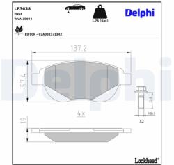 DELPHI Sada brzdových platničiek kotúčovej brzdy DELPHI LP3638 (LP3638)