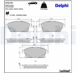 DELPHI Sada brzdových platničiek kotúčovej brzdy DELPHI LP2170 (LP2170)