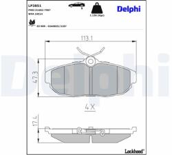 DELPHI Sada brzdových platničiek kotúčovej brzdy DELPHI LP3851 (LP3851)