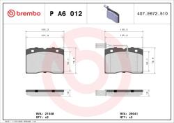 BREMBO Sada brzdových platničiek kotúčovej brzdy BREMBO P A6 012 (P A6 012)