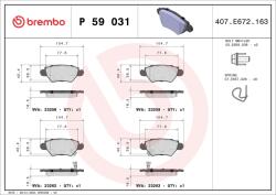 BREMBO Sada brzdových platničiek kotúčovej brzdy BREMBO P 59 031 (P 59 031)