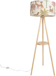 QAZQA Fa háromlábú állólámpa többszínű állatmintás lámpabúrával 50cm - Lou (111191)