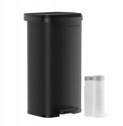 SONGMICS Fém szemeteskosár pedállal 68L magas keskeny fekete (LTB520B6802)