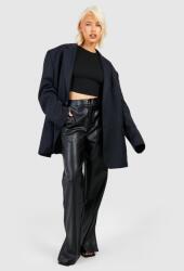 Boohoo Fekete Széles Bőr Utánzatú Nadrág B16 fmv XXL