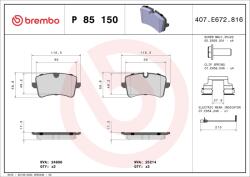 BREMBO Sada brzdových platničiek kotúčovej brzdy BREMBO P 85 150 (P 85 150)
