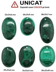  Pandantiv Malachit Oval cu Gaura - 26-38 x 21-23 x 6-10 mm - ( XL ) - 1 Buc