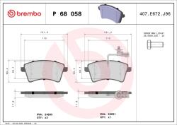 BREMBO Sada brzdových platničiek kotúčovej brzdy BREMBO P 68 058 (P 68 058)