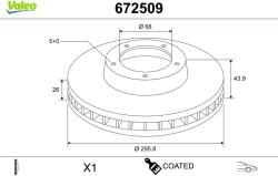 VALEO Brzdový kotúč VALEO 672509 (672509)